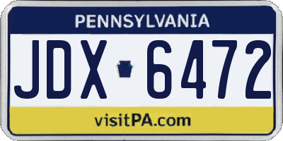 PA license plate JDX6472