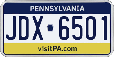 PA license plate JDX6501