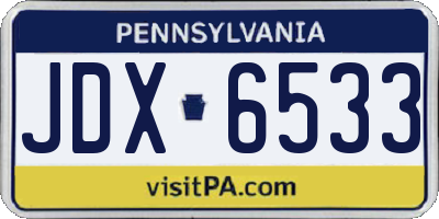 PA license plate JDX6533