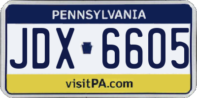 PA license plate JDX6605