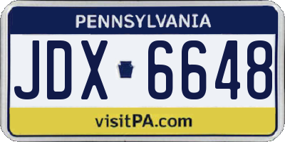 PA license plate JDX6648