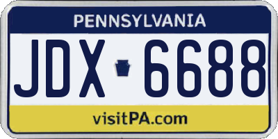 PA license plate JDX6688
