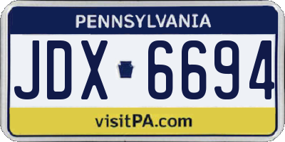PA license plate JDX6694