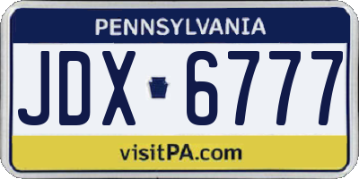 PA license plate JDX6777