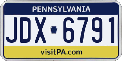 PA license plate JDX6791
