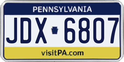 PA license plate JDX6807