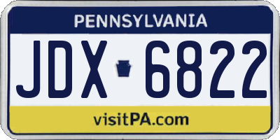PA license plate JDX6822