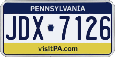 PA license plate JDX7126