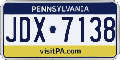 PA license plate JDX7138
