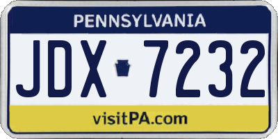 PA license plate JDX7232