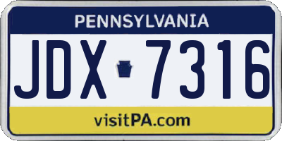 PA license plate JDX7316