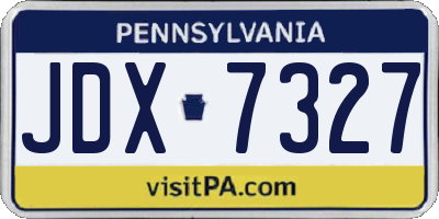 PA license plate JDX7327