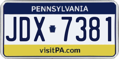 PA license plate JDX7381