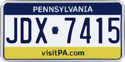 PA license plate JDX7415