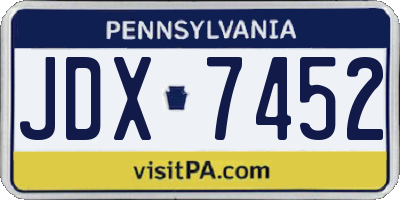 PA license plate JDX7452