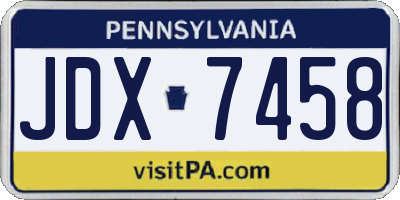 PA license plate JDX7458