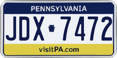 PA license plate JDX7472