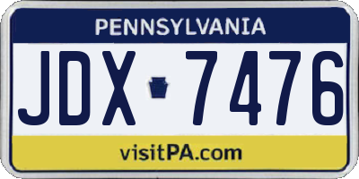 PA license plate JDX7476