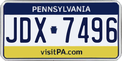 PA license plate JDX7496