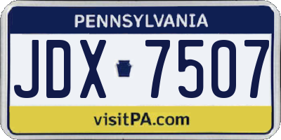 PA license plate JDX7507