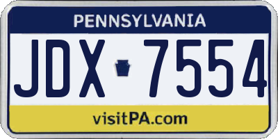 PA license plate JDX7554