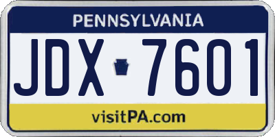 PA license plate JDX7601