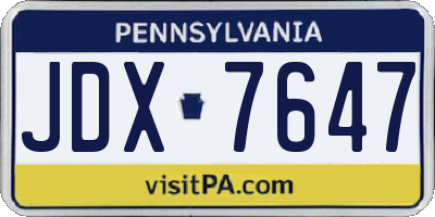 PA license plate JDX7647