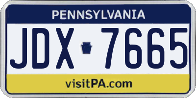 PA license plate JDX7665