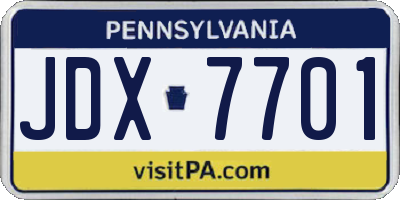PA license plate JDX7701