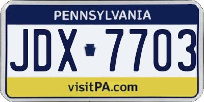 PA license plate JDX7703