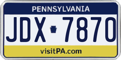 PA license plate JDX7870