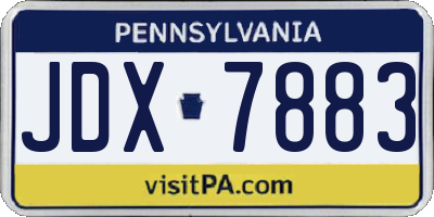 PA license plate JDX7883