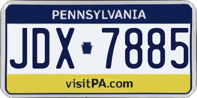 PA license plate JDX7885