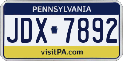 PA license plate JDX7892