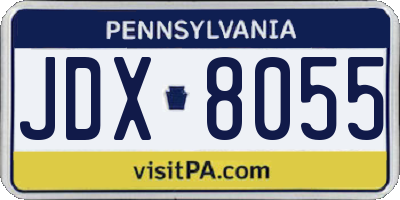 PA license plate JDX8055