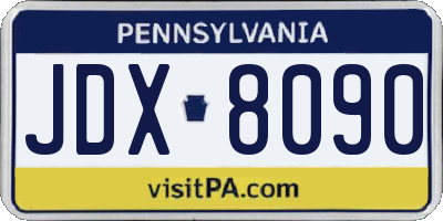PA license plate JDX8090