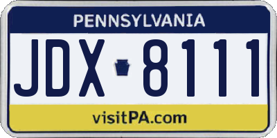 PA license plate JDX8111