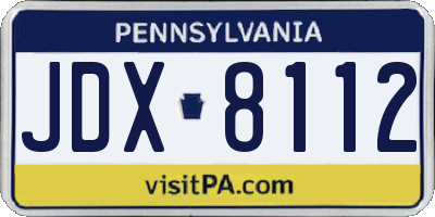PA license plate JDX8112