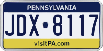 PA license plate JDX8117