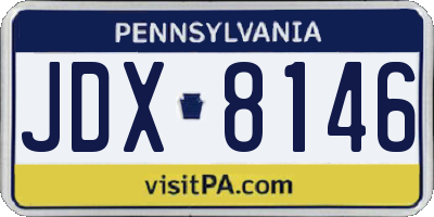 PA license plate JDX8146
