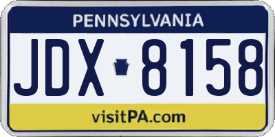 PA license plate JDX8158