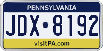 PA license plate JDX8192