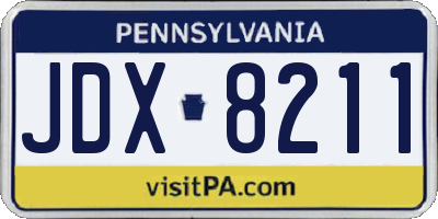 PA license plate JDX8211