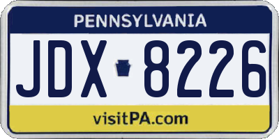 PA license plate JDX8226