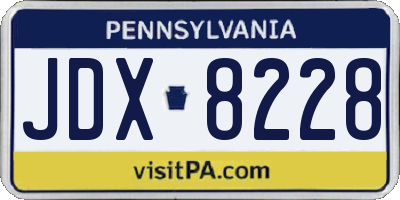 PA license plate JDX8228