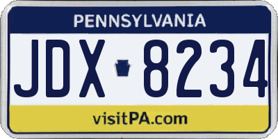PA license plate JDX8234