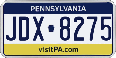 PA license plate JDX8275