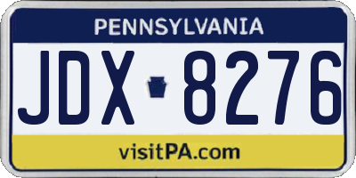 PA license plate JDX8276