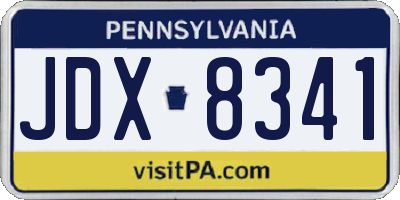 PA license plate JDX8341
