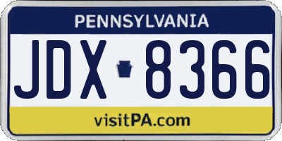 PA license plate JDX8366